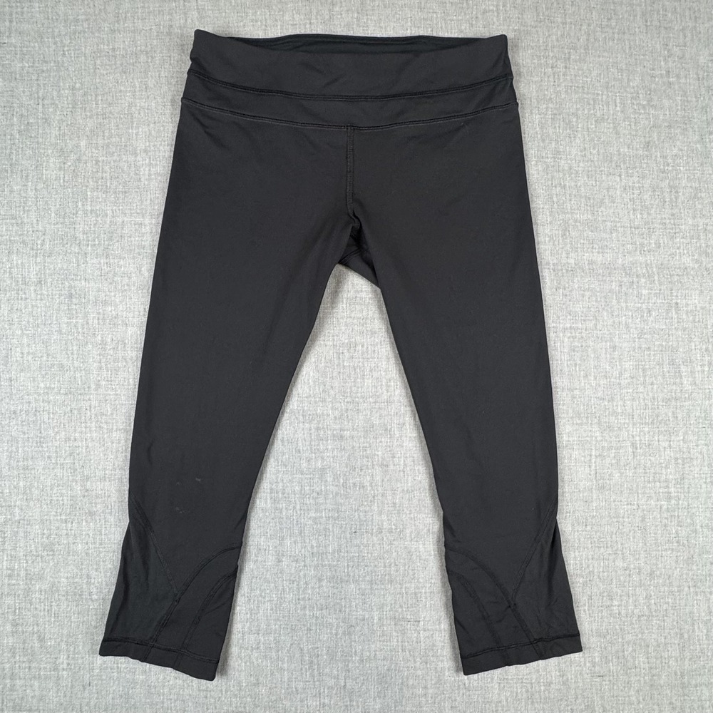 Lululemon Capri Leggings Womens Small Black Zip Pocket Running Yoga Athletic - Picture 1 of 9